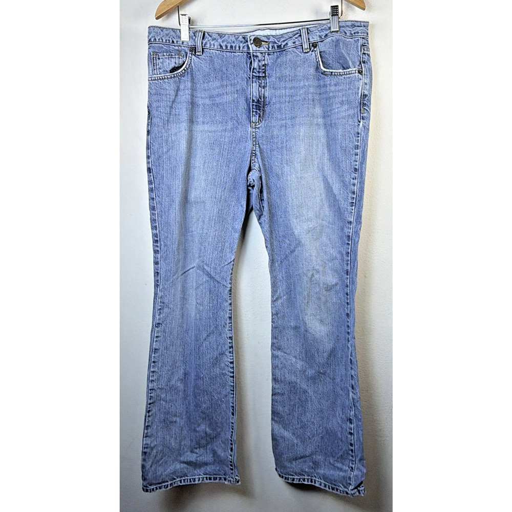 Lands End Women's 14 Jeans Blue Light Wash Boot Cut Jeans original fit high rise